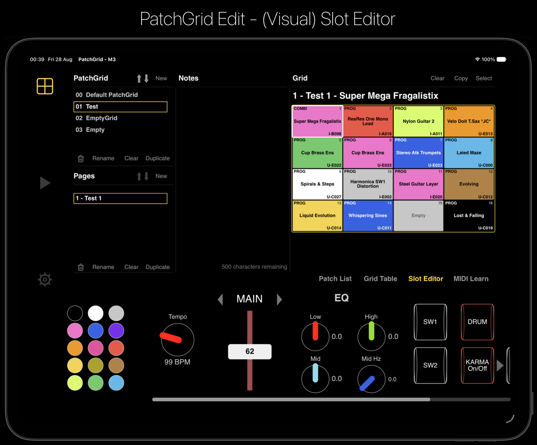 Annotated PatchGrid Slot Editor view